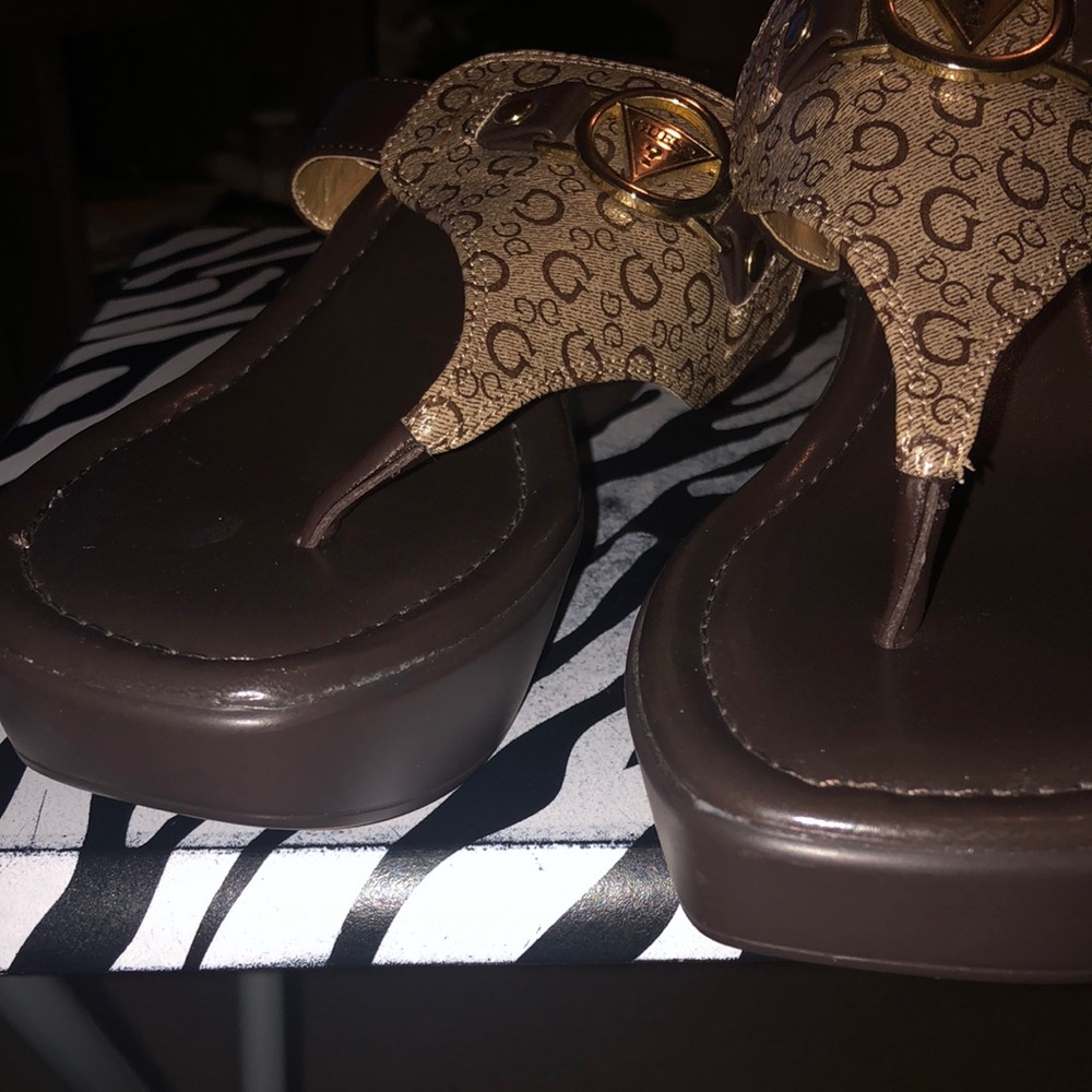 Guess Brown Wedge Sandals